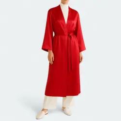 ربدوشامبر عروس ساتن بلند آبی نفتی کلاسیک سایز 32 تا 62