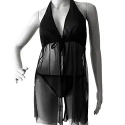 لباس خواب فانتزی گردنی زرد جلو باز  سایز 32 تا 62