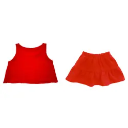 ست تاپ و دامن کودک نخی آبی نفتی از 2 تا 11 سال