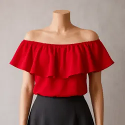 شومیز دکلته آبی نفتی رافل دار سایز 32 تا 62