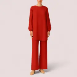 ست تونیک مانتویی و شلوار بگ زنانه نخی ابر و بادی مشکی سایز 32 تا 62