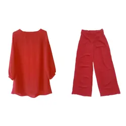 ست تونیک مانتویی و شلوار بگ زنانه نخی ابر و بادی آبی نفتی سایز 32 تا 62