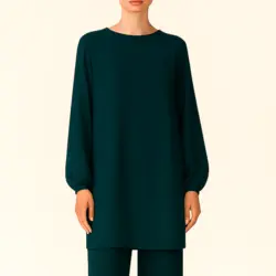 تونیک مانتویی آبی نفتی نخی ابر و بادی سایز 32 تا 62