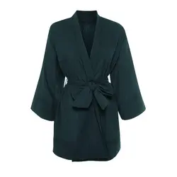 مانتو کیمونو کرپ مازاراتی آبی نفتی یقه برگردان سایز 32 تا 62