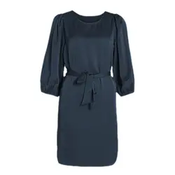 پیراهن ساتن آزاد کوتاه مشکی کمربند دار سایز 32 تا 62