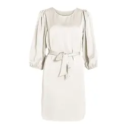 پیراهن ساتن آزاد کوتاه مشکی کمربند دار سایز 32 تا 62