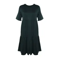 پیراهن دودامنه آبی نفتی آستین کوتاه سایز 32 تا 62