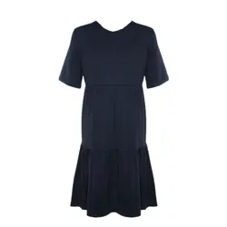 پیراهن دودامنه آبی نفتی آستین کوتاه سایز 32 تا 62