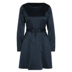 پیراهن آزاد کوتاه ساتن آبی نفتی سایز 32 تا 62