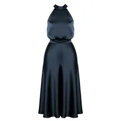 پیراهن مجلسی گردنی کمربندی آبی نفتی سایز 32 تا 62