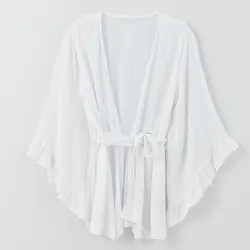 مانتو کمربند دار ابروبادی مشکی آستین انجل رافلدار سایز 32 تا 62