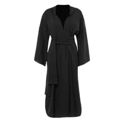 مانتو کلاه دار جلوباز مشکی کمربند دار سایز 32 تا 62