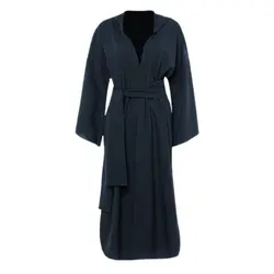 مانتو کلاه دار جلوباز مشکی کمربند دار سایز 32 تا 62