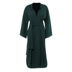 مانتو کلاه دار جلوباز مشکی کمربند دار سایز 32 تا 62