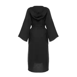 مانتو کلاه دار جلوباز مشکی کمربند دار سایز 32 تا 62