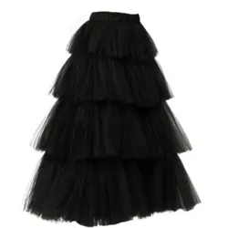 دامن توری چیندار 4دامنه مشکی مجلسی سایز 32 تا 62