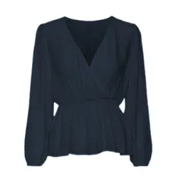 شومیز پپلوم آبی نفتی نخی ابروبادی سایز 32 تا 62