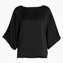 شومیز آستین کیمونو ساتن مشکی مجلسی سایز 32 تا 62