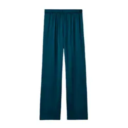 شلوار راسته راحتی ساتن آبی نفتی سایز 32 تا 62