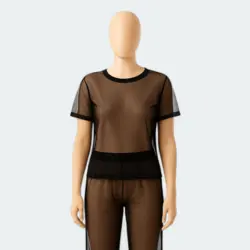 شومیز توری آستین کوتاه مشکی سایز 32 تا 62