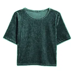 تیشرت مخمل آستین کوتاه آبی نفتی سایز 32 تا 62