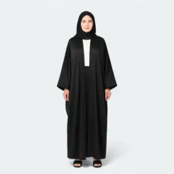 مانتو عبایی جلوباز کرپ مشکی سایز 32 تا 62