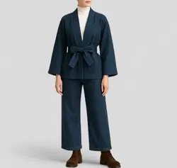 ست مانتو کیمونو و شلوار لی کاغذی سایز 32 تا 62