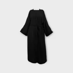 مانتو کیمونو عبایی بلند جلوباز نخی ابروبادی آبی نفتی سایز 32 تا 62 (رنگبندی موجود)