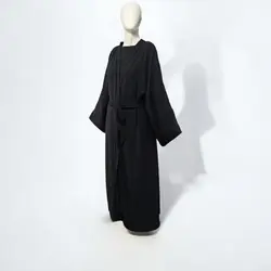 مانتو کیمونو عبایی بلند جلوباز نخی ابروبادی آبی نفتی سایز 32 تا 62 (رنگبندی موجود)