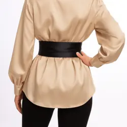 کمربند گره ای پهن ساتن مشکی (رنگبندی موجود)