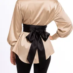 کمربند گره ای پهن ساتن مشکی (رنگبندی موجود)