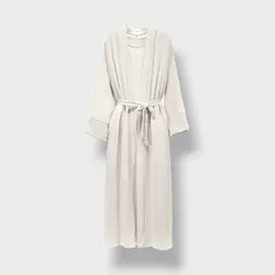 ست مانتو عبایی کیمونو بلند جلوباز و پیراهن زیر مانتویی نخی ابروبادی آبی نفتی سایز 32 تا 62 (رنگبندی موجود)