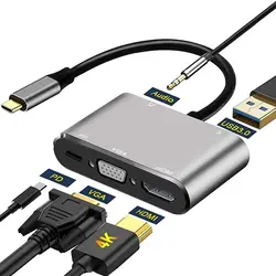 هاب 5 پورت Type-C مدل Type-C to HDMI VGA 5 in 1