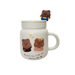 ماگ عروسکی خرسی  قاشق دار