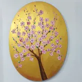 تابلو نقاشی بیضی گل برجسته