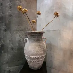 کوزه سفالی پتینه شده مدل خمره 2