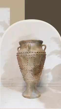 کوزه خمره پتینه کاری سفالی بزرگ
