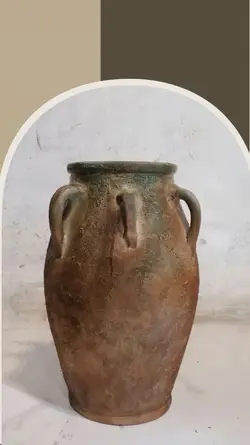 کوزه خمره سفالی پتینه کاری شده کلکسیونی کد 3