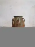کوزه خمره سفالی پتینه کاری شده کلکسیونی کد 3
