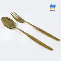قاشق و چنگال طلایی Unique - مدل ماینز - طلایی مات و براق