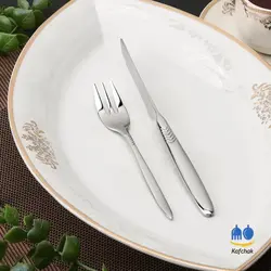 کارد و چنگال میوه خوری سه بعدی برند SG - مدل زانتیا - استیل براق