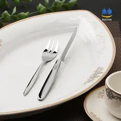 کارد و چنگال میوه خوری سه بعدی برند SG - مدل زانتیا - استیل براق