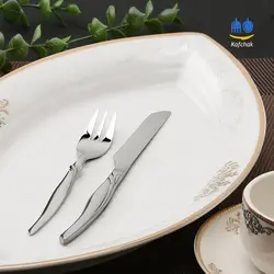 کارد و چنگال میوه خوری برند SG - مدل نیوفلورانس - استیل براق