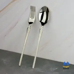 قاشق و چنگال SG - مدل کرون - استیل براق