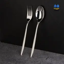 قاشق و چنگال برند SG - مدل ریتا گل دار - استیل براق