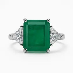 انگشتر زنانه نقره طرح زمرد سبز (کد ۱۸۰)