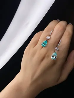 گوشواره جواهری جید نقره کد۹۵۱