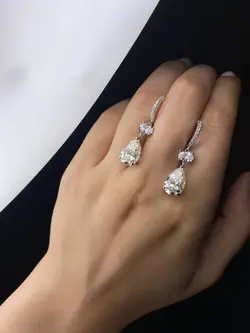 گوشواره جواهری سیترین نقره کد ۹۵۰