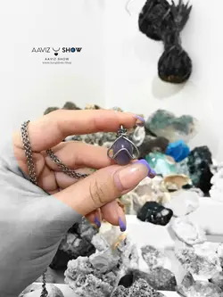 گردنبند سنگ عقیق سوسنی (بنفش) اصل و معدنی نمونه زیبا A468راف