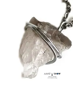 خرید گردنبند کوارتز اصل و وبژه بر بستر عقیق A465 راف | سنگشو